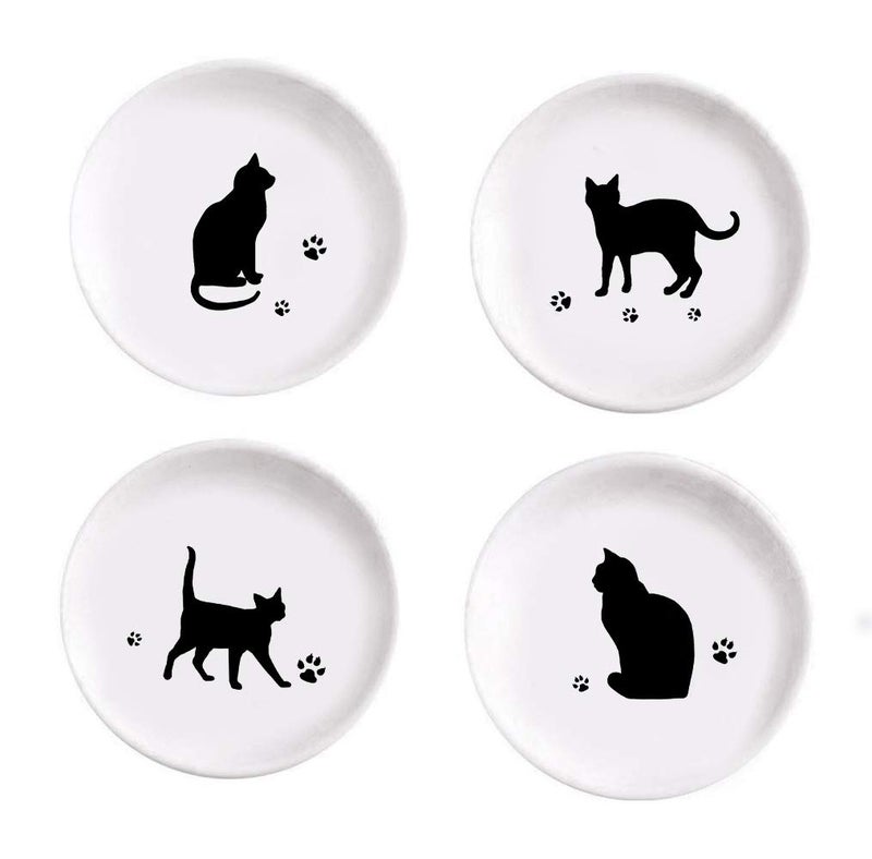 MISS TUTU 4pcs Ceramic Cat Dinner Plates Seasoning Dishes Appetizer Plates Dipping Bowl - Image 1